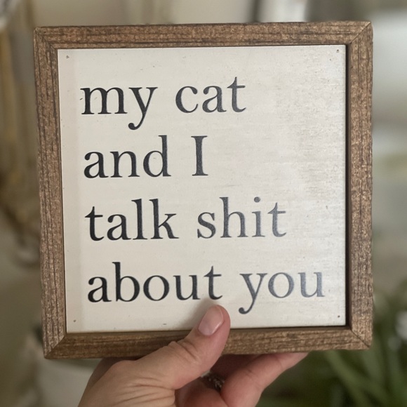 My Cat and I Talk “Crap” About You Rustic Wood Box Sign - Picture 3 of 13